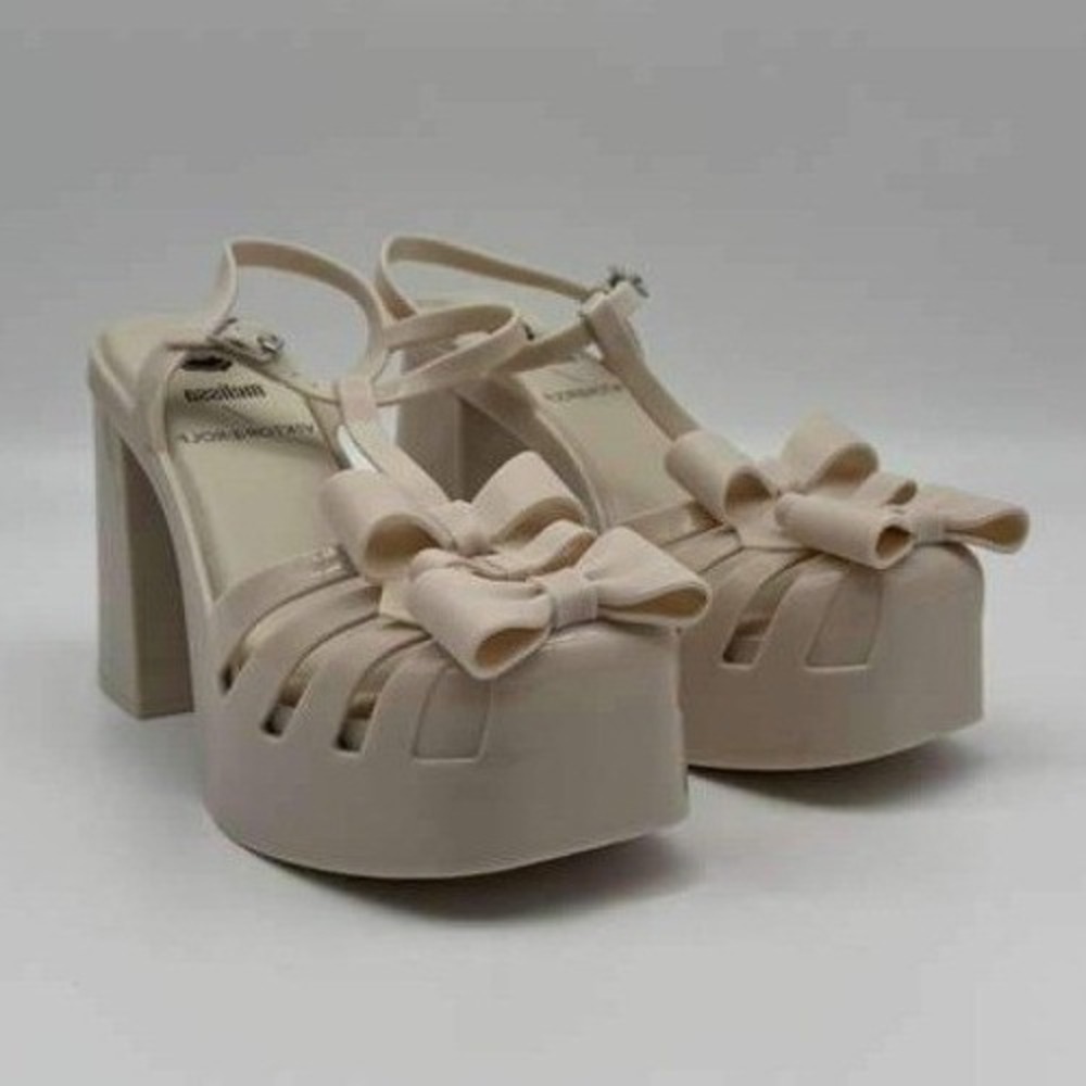 Melissa x Viktor & Rolf - White Bow Ankle Strap Sandals - Size EU 39 - NIB